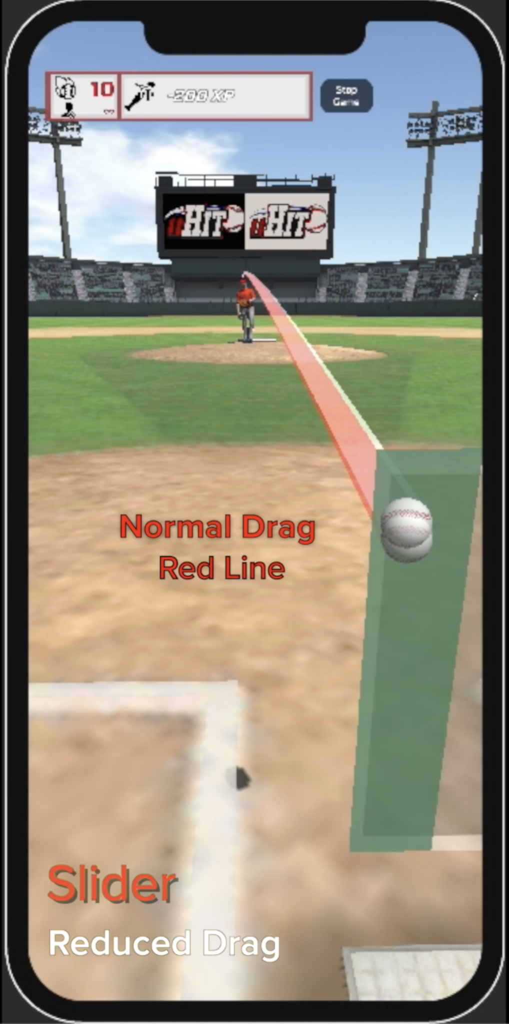 Slider at altitude and normal trajectory